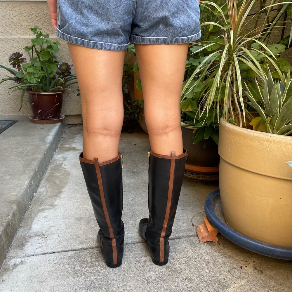 Black/brown Tory Burch leather riding boots - Picture 5 of 15